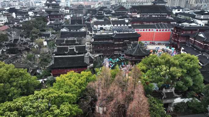 上海豫园城隍庙初雪上海雪景俯视