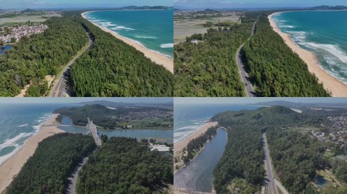 海边的景观公路、海湾航拍素材（4K）