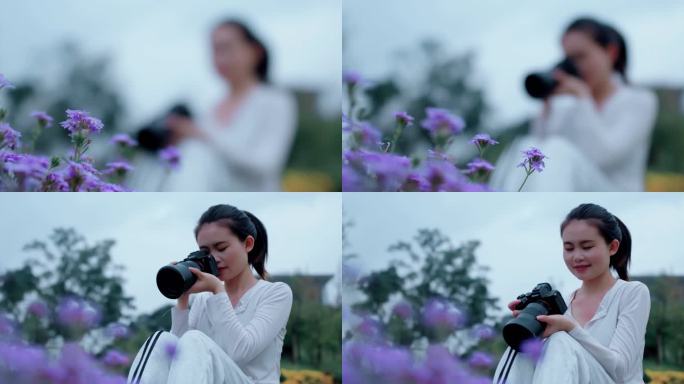 【4K】美女摄影师拍摄花卉