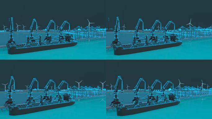 科技线框码头风力发电新能源