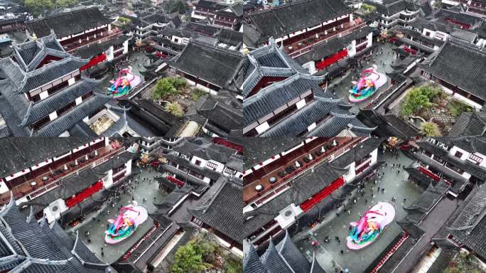 2023上海豫园城隍庙初雪上海雪景俯视