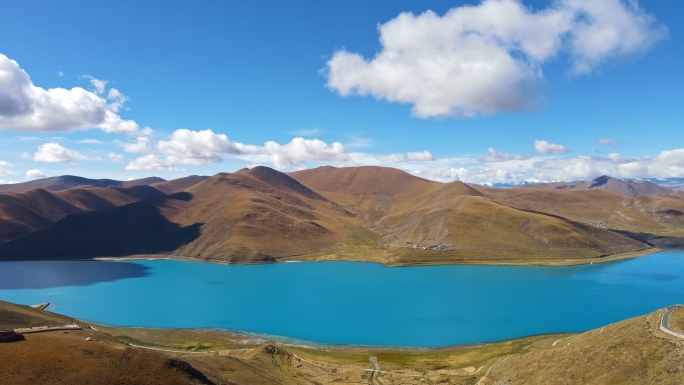 西藏湖泊自然风光4k航拍