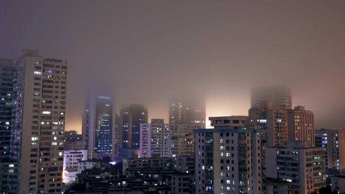 城市迷雾夜色-延时