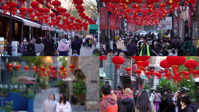 昆明老街过春节的热闹景象