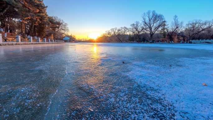 冬日暖阳 日出 寒冬 冰雪