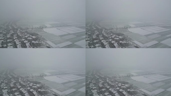 黄梅航拍乡村雪景