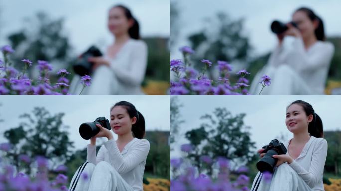 【4K】美女拍摄花卉女子摄影
