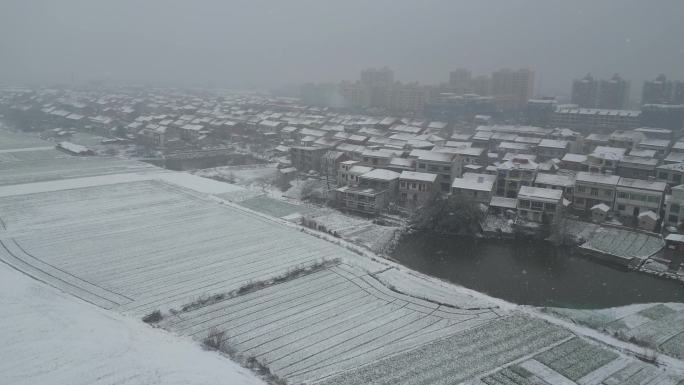 湖北农村雪景航拍
