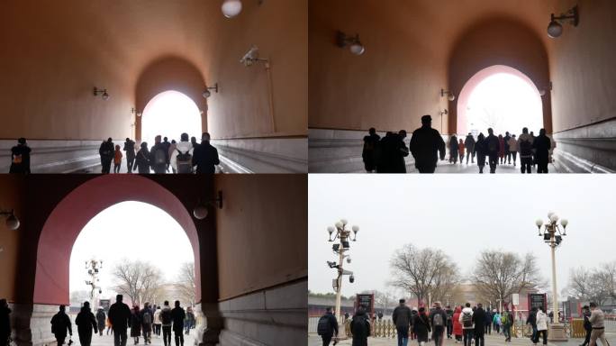 游客通过北京故宫博物院端门