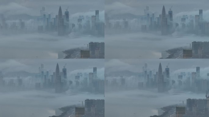 深圳南山后海的平流雾