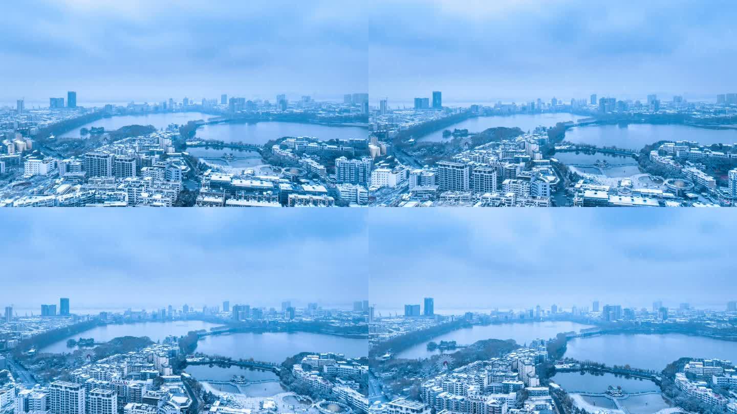 九江浔城雪景航拍延时