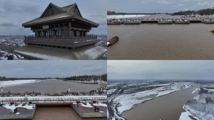 济南百里黄河风景区浮桥雪