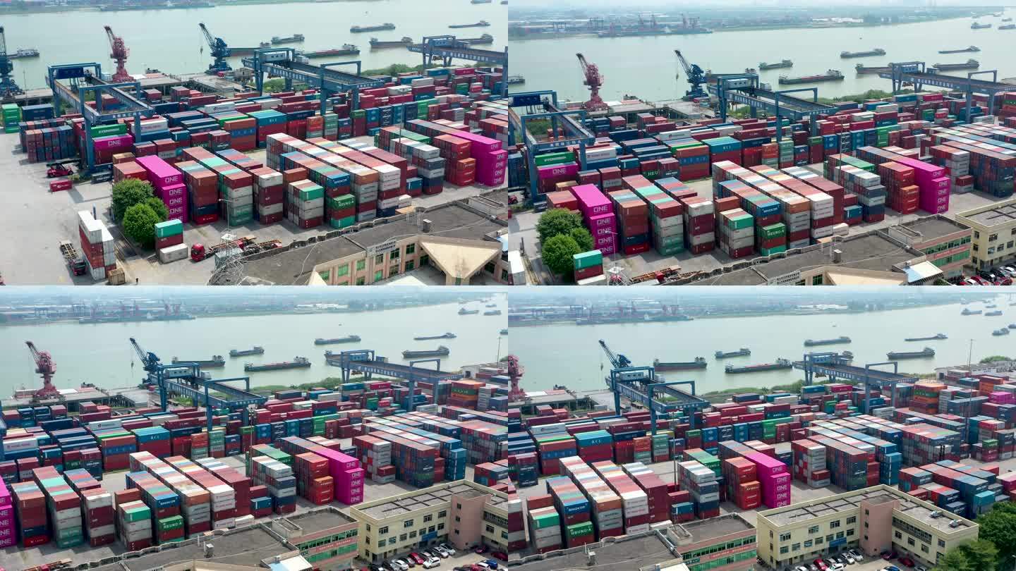 珠江码头 港口航拍 集装箱