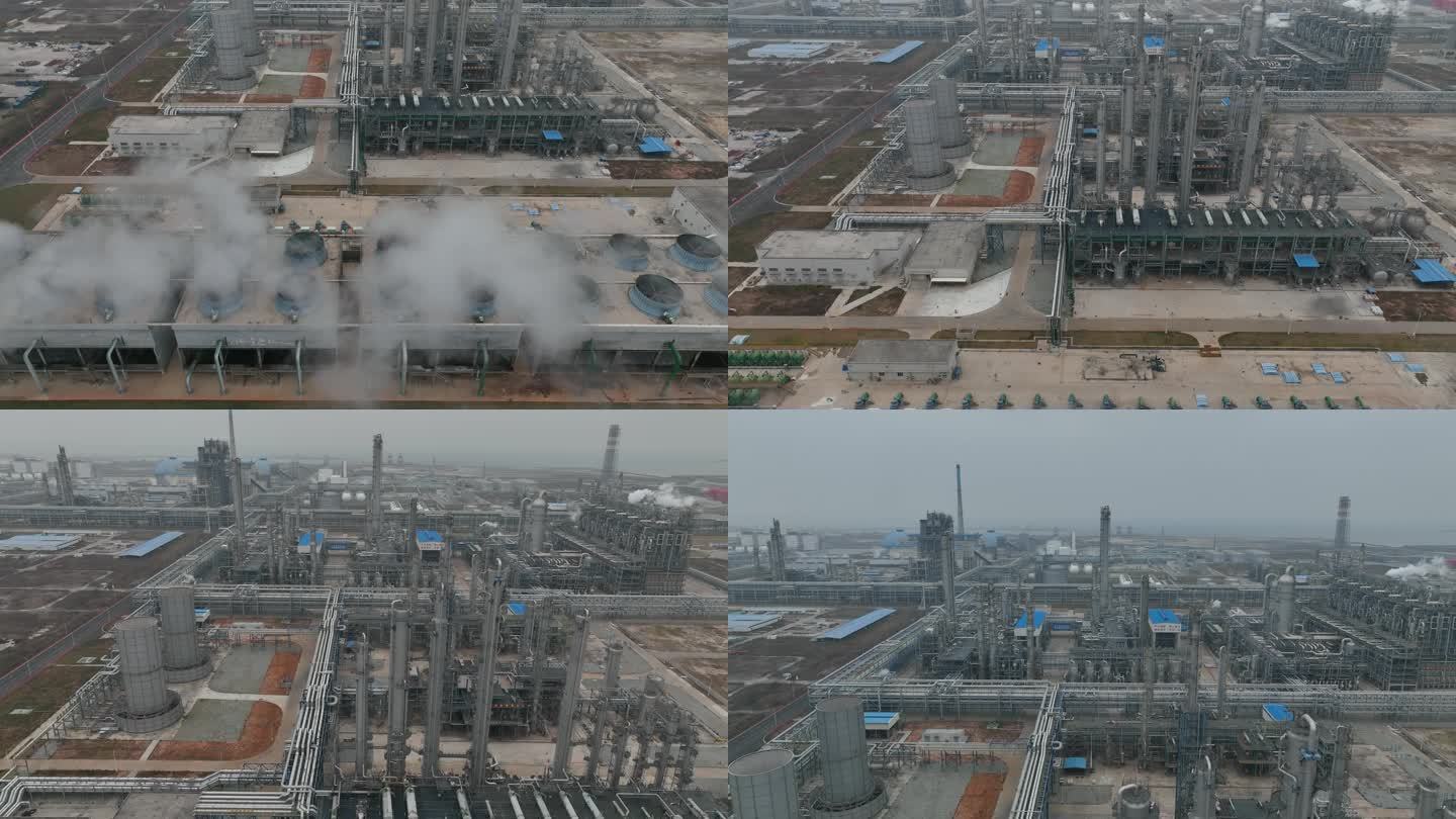 航拍炼油厂化工厂污染