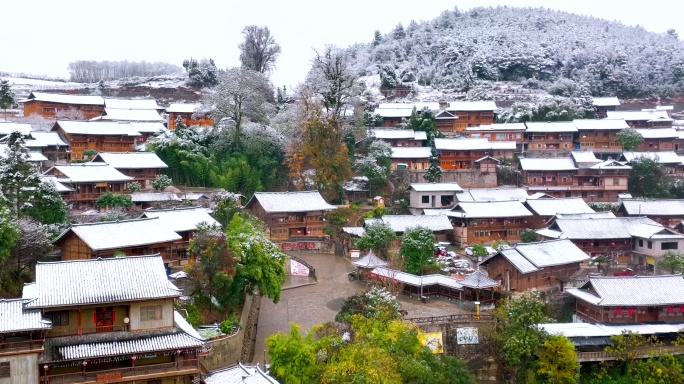 贵州乡村雪景4K航拍
