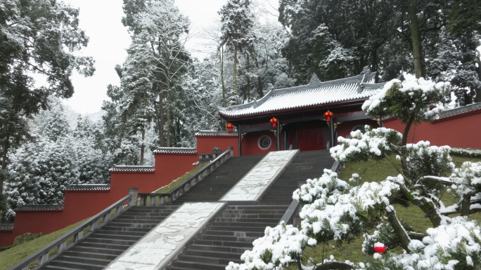 唯美雪景千年古寺最美古树公园云峰寺庙