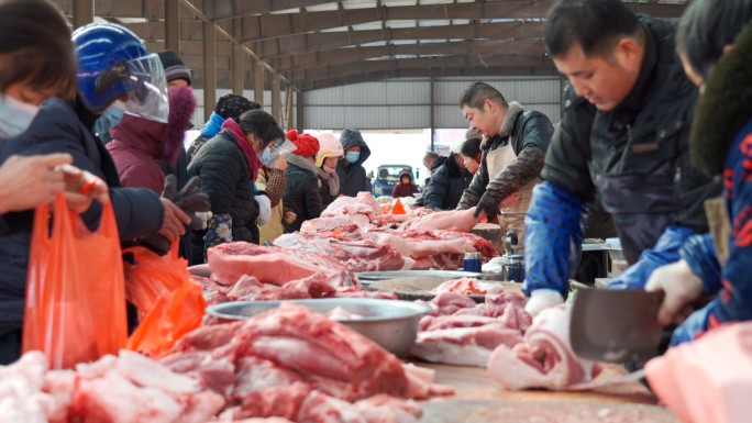 菜市场农贸市场猪肉猪蹄猪腿排骨