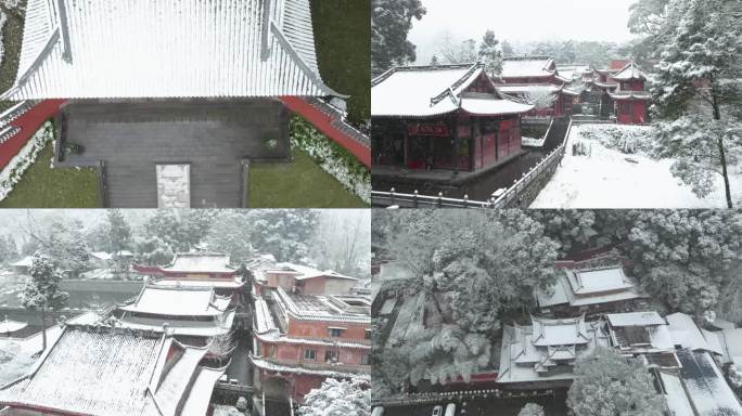 唯美雪景千年古寺最美古树公园云峰寺庙