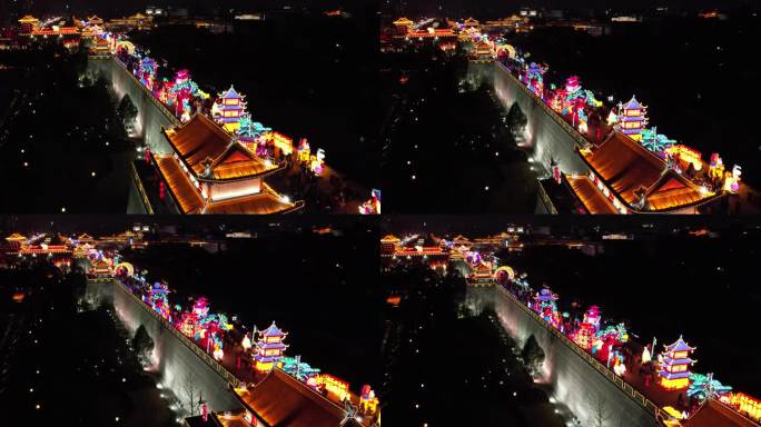 2023年小年夜，西安永宁门城墙灯会航拍