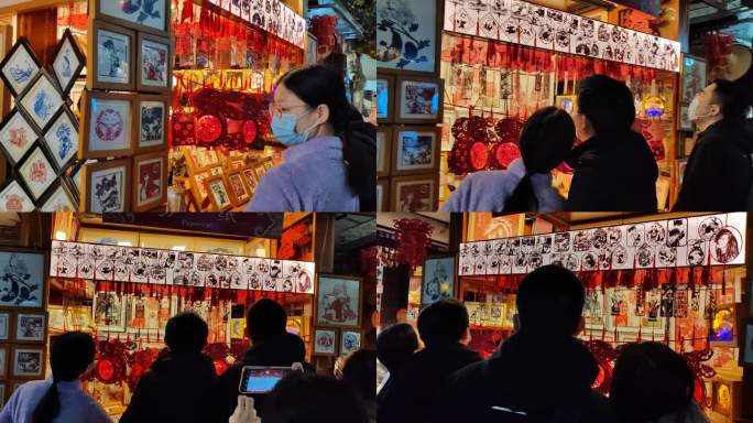 年味成都锦里春节夜景游客人流