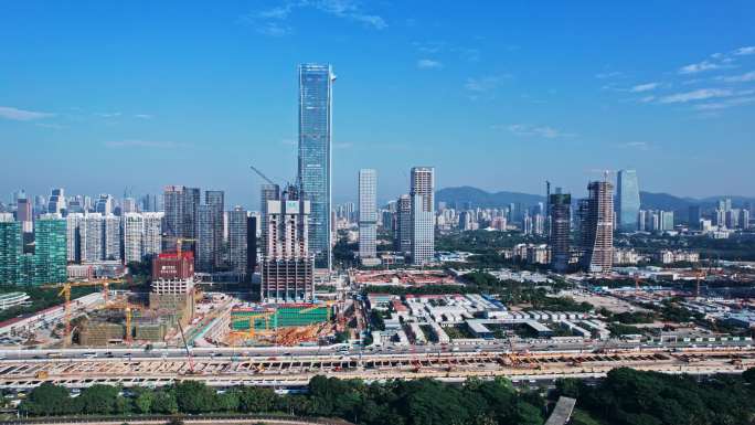 航拍深圳湾超级总部建设进展
