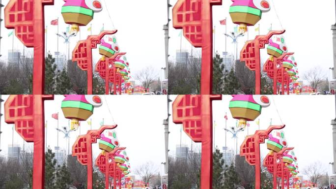 春节 兔年 街景 灯饰 无人