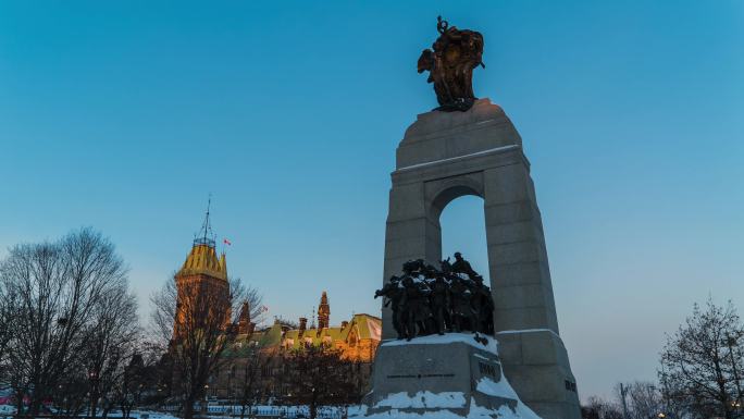 加拿大国家战争纪念碑 渥太华国会山日出