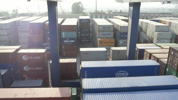 珠江码头 港口航拍 集装箱