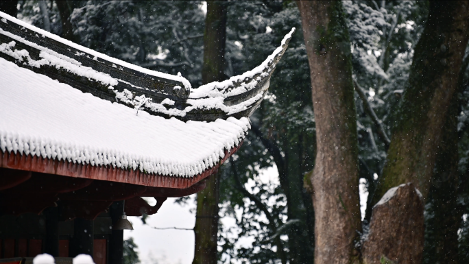 千年古寺最美古树公园云峰寺庙唯美雪景