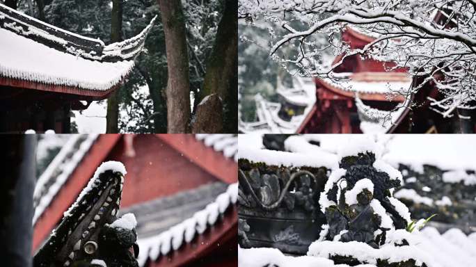 千年古寺最美古树公园云峰寺庙唯美雪景