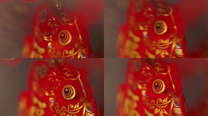 中国春节双鱼传统挂饰局部特写