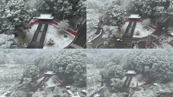 唯美雪景千年古寺最美古树公园云峰寺庙