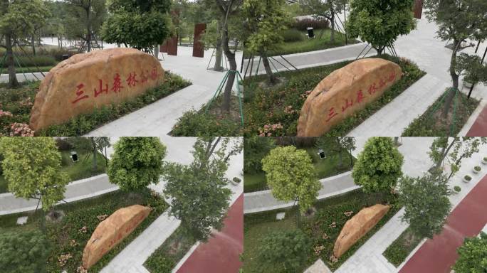 青山树木 城市建筑 房屋 湖 车流 公园