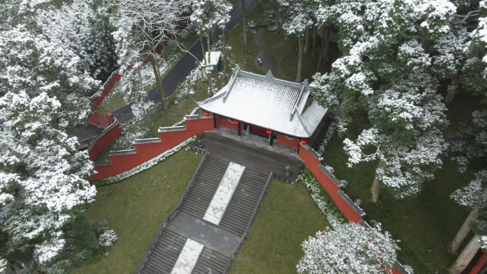 唯美雪景千年古寺最美古树公园云峰寺庙