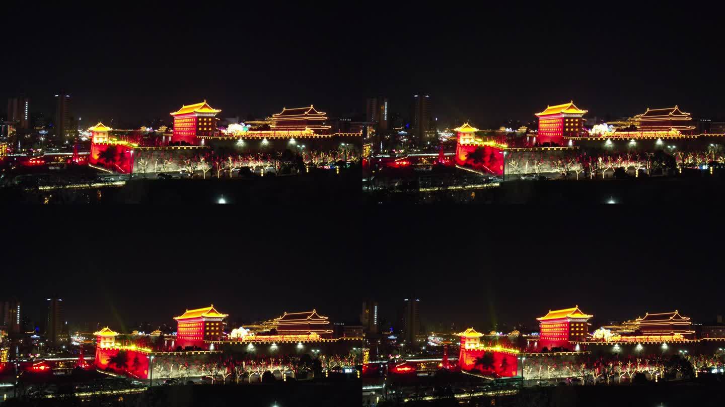 2023年小年夜，西安永宁门城墙灯会航拍