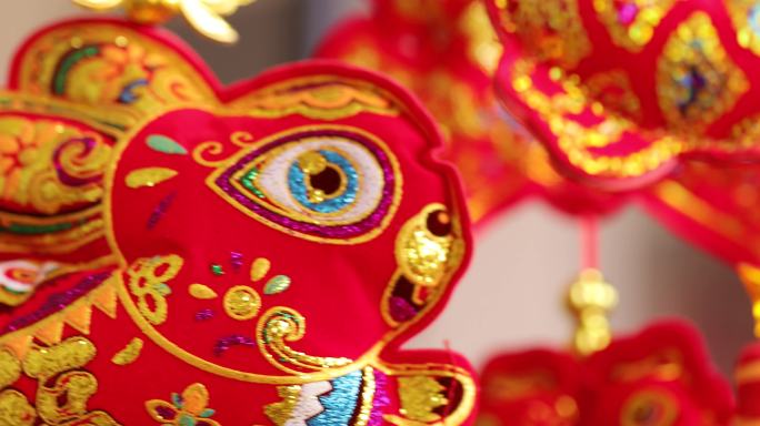 中国春节传统挂件装饰物兔年