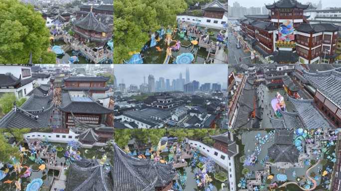 【4K60帧】上海城隍庙豫园小雪航拍