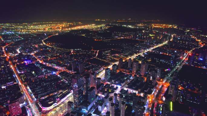 山东青岛西海岸新区夜晚景色