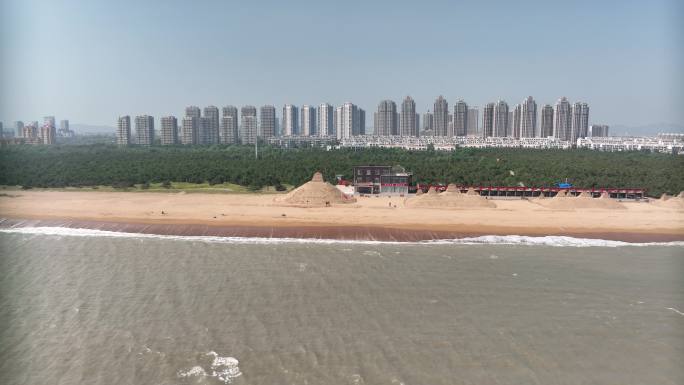 海滩沙雕城市航拍