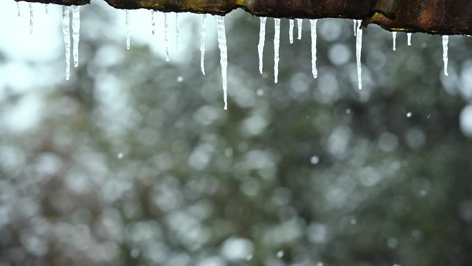 冬季山村唯美雪景素材