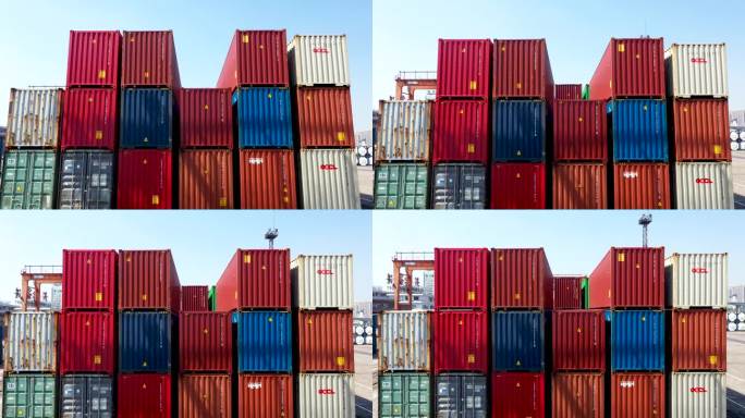 码头 港口航拍 集装箱装运