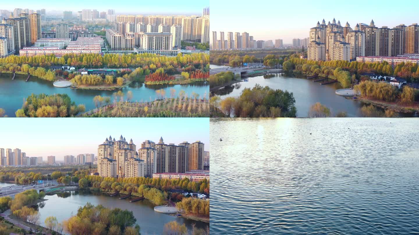 高清4k航拍许昌北海公园