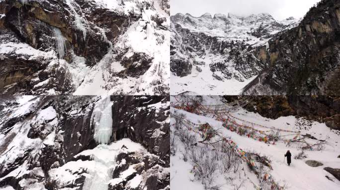 梅里雪山近距离航拍冬季