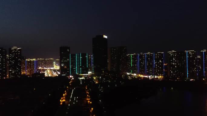 航拍合肥北城夜景 航拍合肥北城世纪城夜景