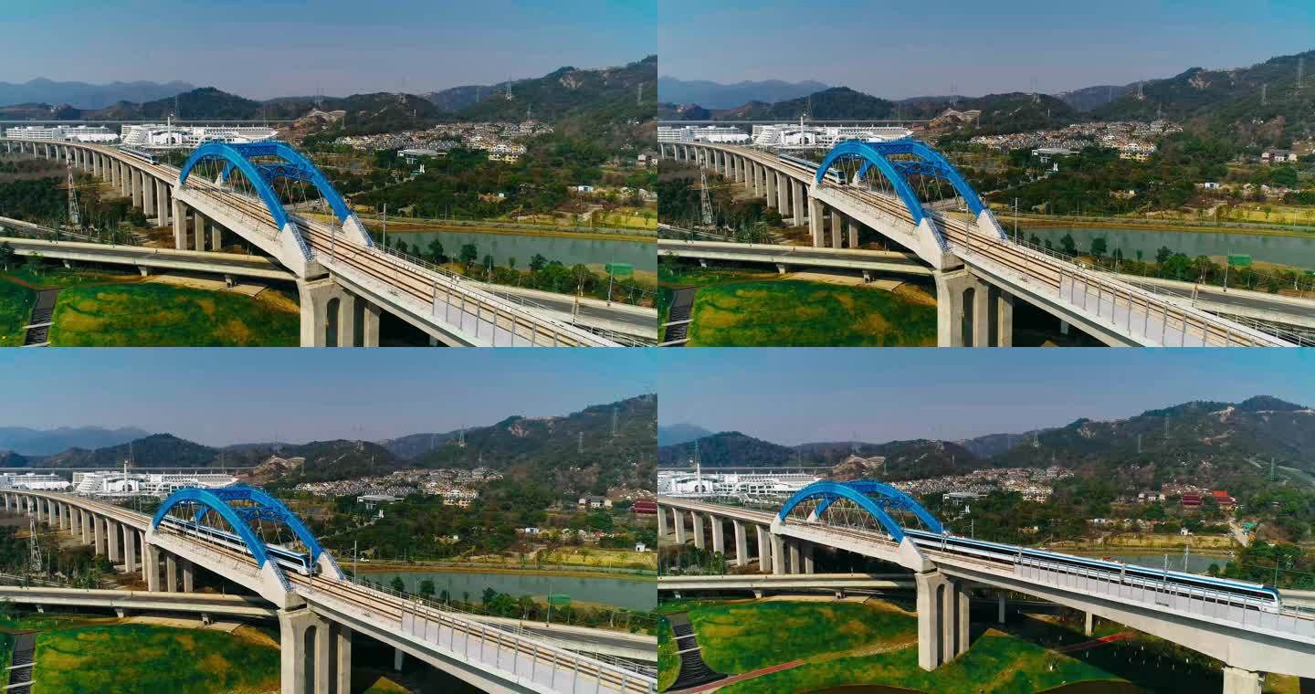 台州路桥轻轨 高架镜头拉出航拍