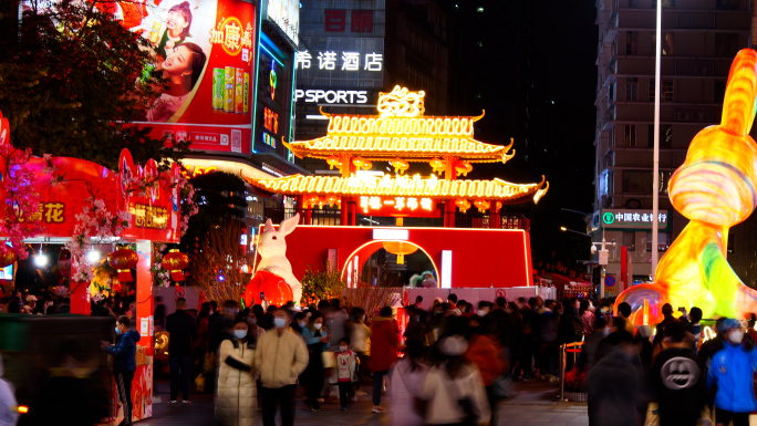 广州越秀西湖花市人流延时 北京路延时