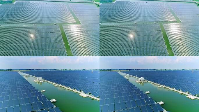 航拍太阳能发电板 新能源