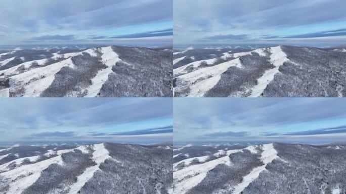 航拍大兴安岭冰雪山峦山林