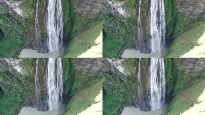 自然风光大山深处悬崖瀑布流水航拍 (7)