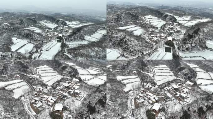 4k太行山小山村雪景